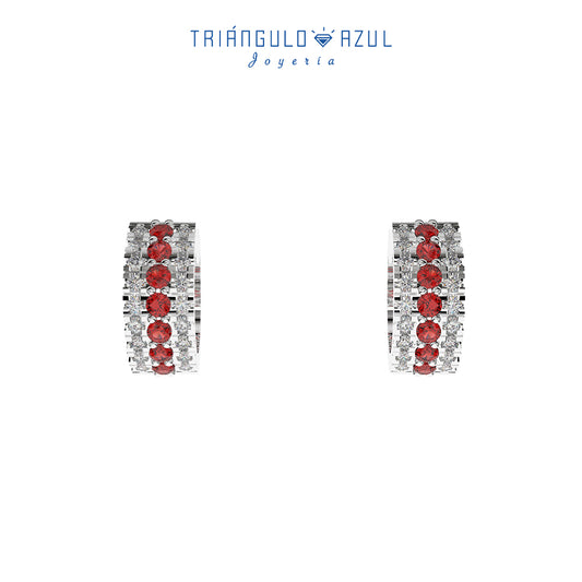 Arracadas de Rubíes con 0.38 CTS Total y Diamantes con 0.36 CTS Total en Oro Blanco de 14K