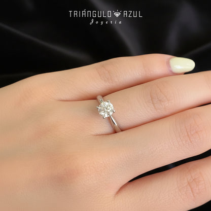 Anillo de Compromiso con Diamante de 0.70 CTS D SI2 AGS en Oro Blanco de 14K