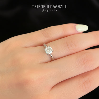 Anillo de Compromiso con Diamante de 0.78 CTS H VVS2 GIA en Oro Blanco de 14K