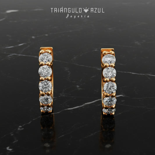 Arracadas de Diamantes con 1.85 CTS Total en Oro Amarillo de 14K