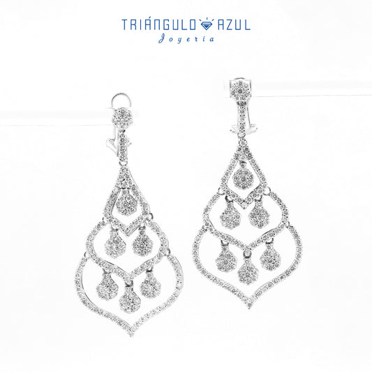Aretes de Diamantes con 5.81 CTS Total en Oro Blanco de 14K