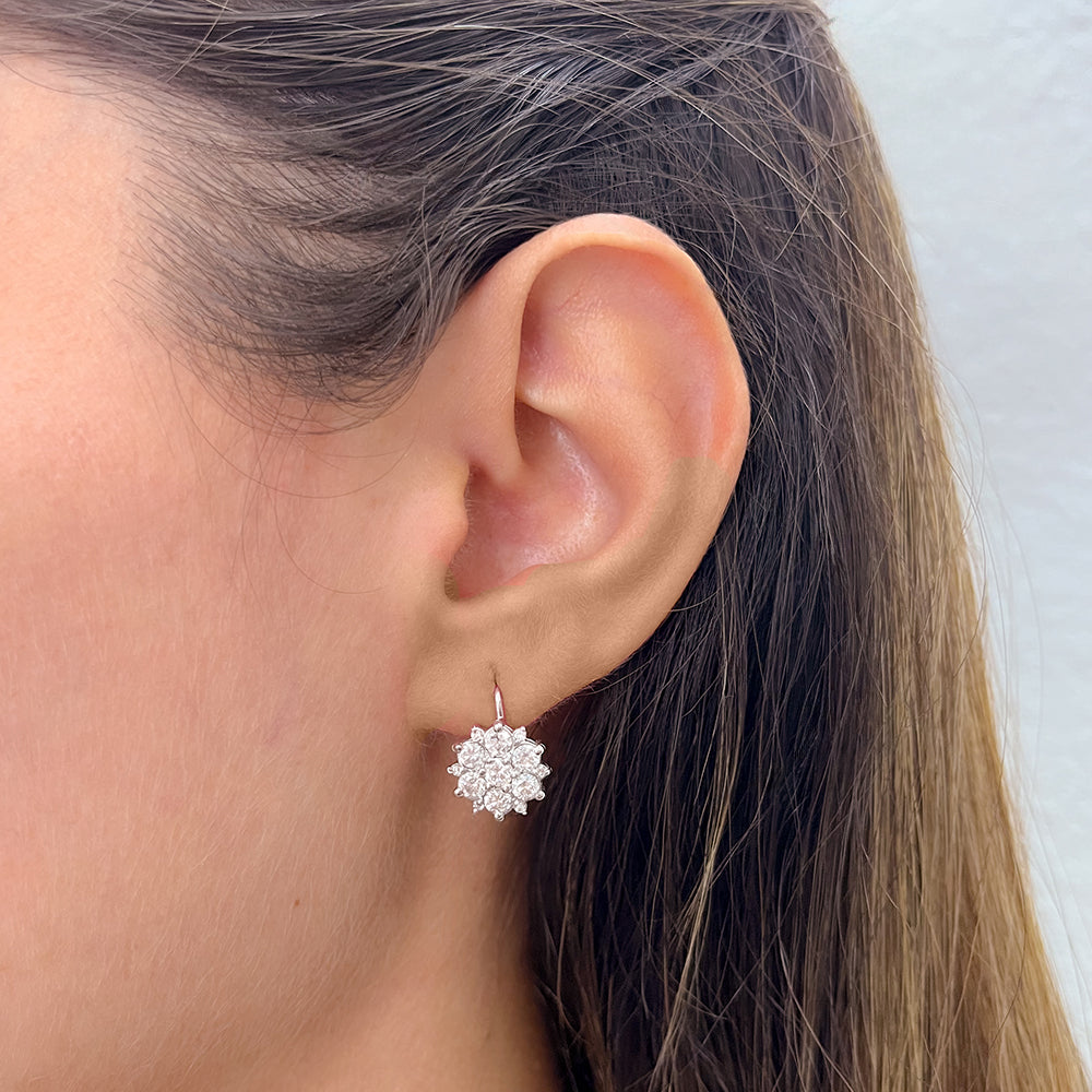 Aretes Flor colgante de Diamantes