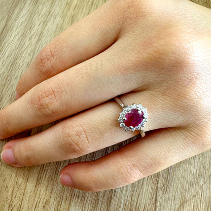 Anillo Lady D 1.01CTS + Diamantes  0.30CTS en Oro Blanco de 14K