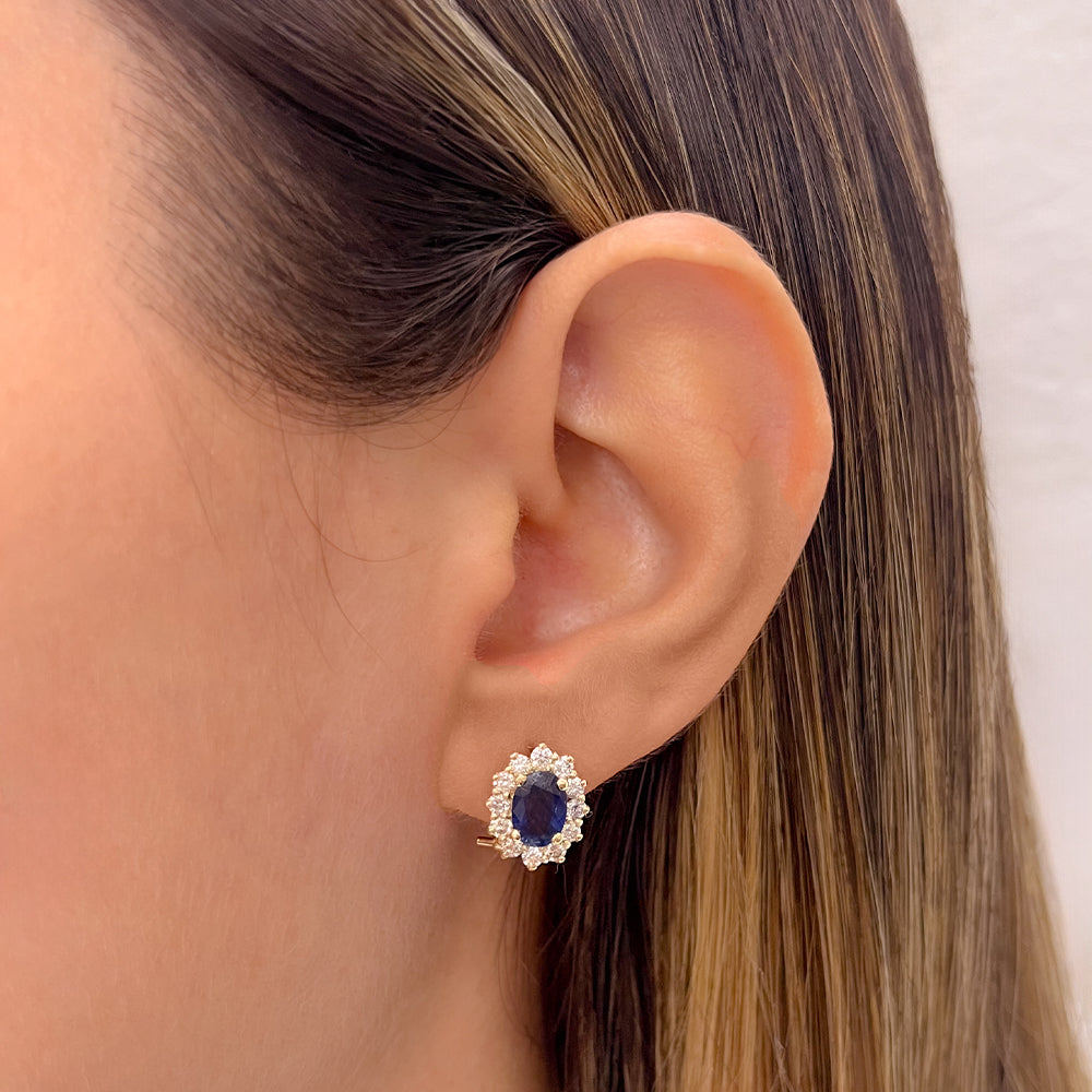 Aretes Lady D de Zafiro y Diamantes