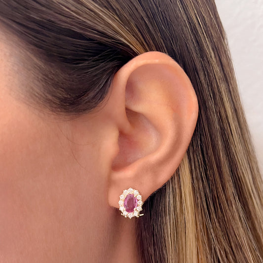 Aretes Lady D de Zafiro Rosa