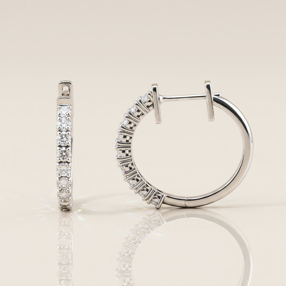 Arracadas Grandes de Diamantes en Oro Blanco de 14K