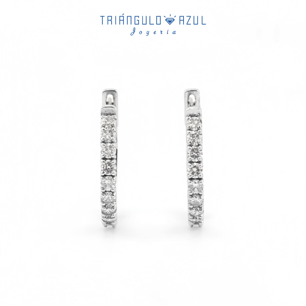 Arracadas Grandes de Diamantes con 1.45 CTS Total en Oro Blanco de 14K