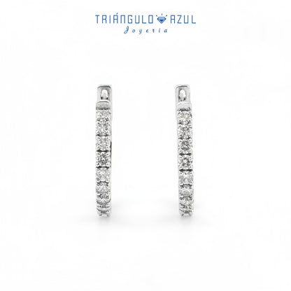 Arracadas Grandes de Diamantes con 1.45 CTS Total en Oro Blanco de 14K