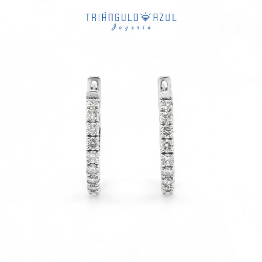 Arracadas Grandes de Diamantes con 1.45 CTS Total en Oro Blanco de 14K