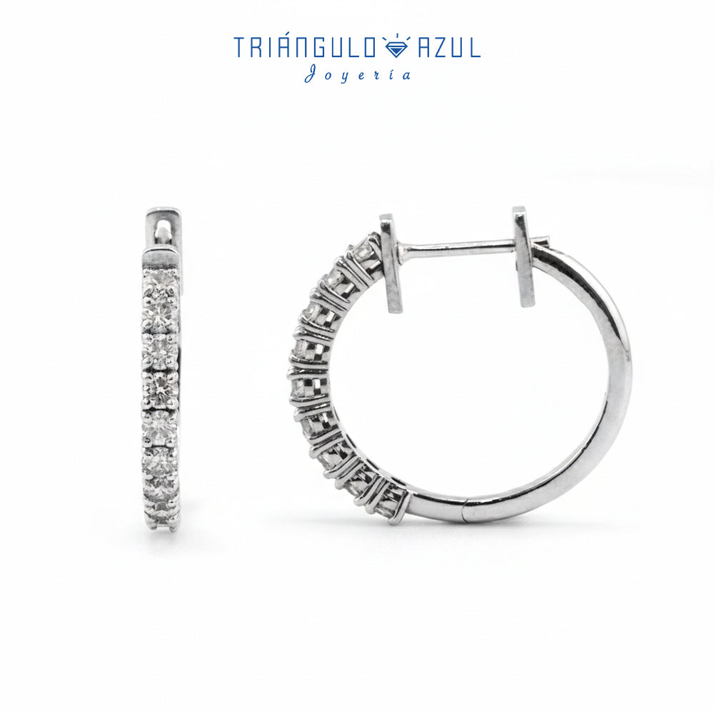 Arracadas Grandes de Diamantes con 1.45 CTS Total en Oro Blanco de 14K