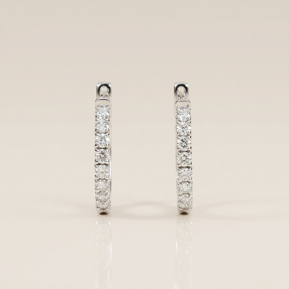 Arracadas Grandes de Diamantes en Oro Blanco de 14K
