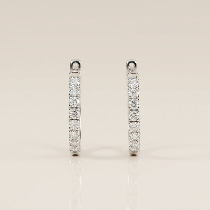 Arracadas Grandes de Diamantes en Oro Blanco de 14K