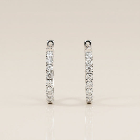 Arracadas Grandes de Diamantes en Oro Blanco de 14K