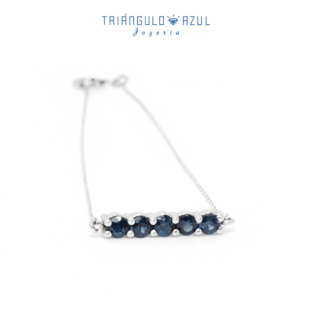 Pulsera de 18 cm con Zafiros con 0.58 CTS Total en Oro Blanco de 14K