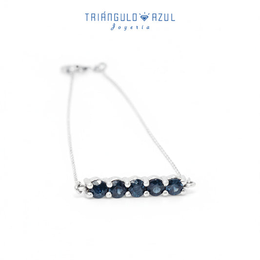 Pulsera de 18 cm con Zafiros con 0.58 CTS Total en Oro Blanco de 14K