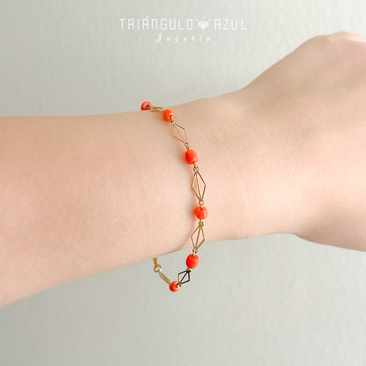 Pulsera con Corales en Oro Amarillo de 10K