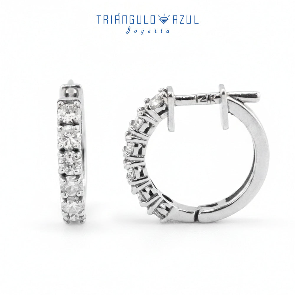 Arracadas Olivia con Diamantes con 0.87 CTS Total en Oro Blanco de 14K