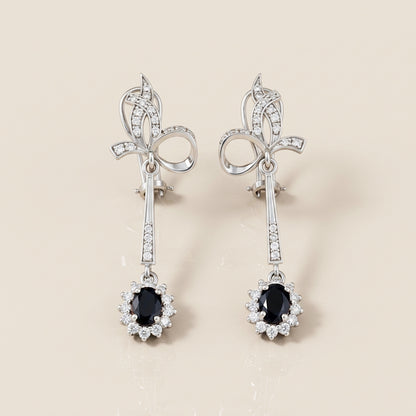 Aretes Estilo Vintage de Zafiros con 1.95 CTS Total y Diamantes 1.10 CTS Total en Oro Blanco de 14K