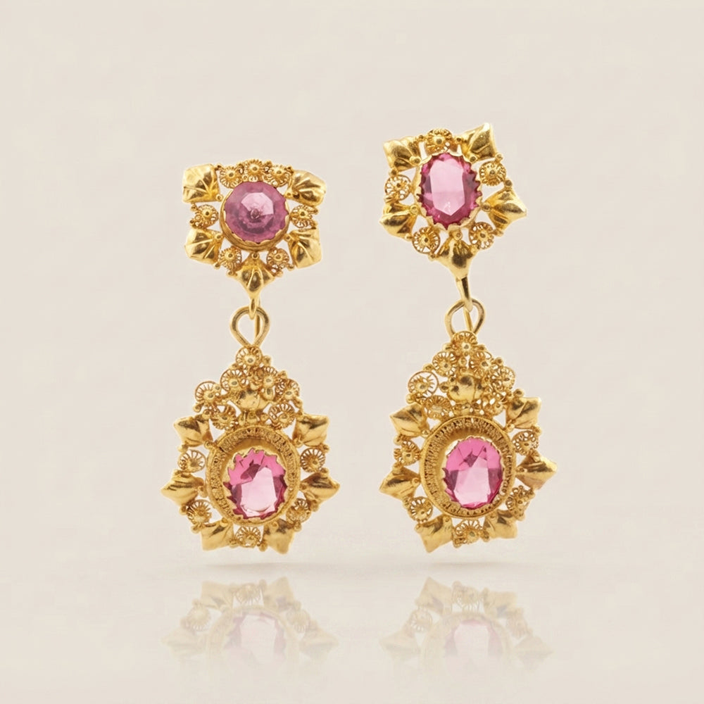 Aretes Largos de Filigrana Oro Amarillo 9K