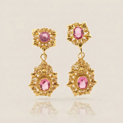 Aretes Largos de Filigrana Oro Amarillo 9K