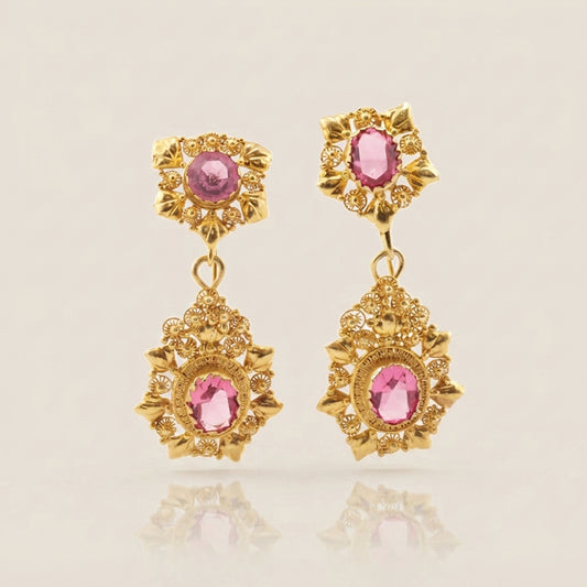 Aretes Largos de Filigrana Oro Amarillo 9K
