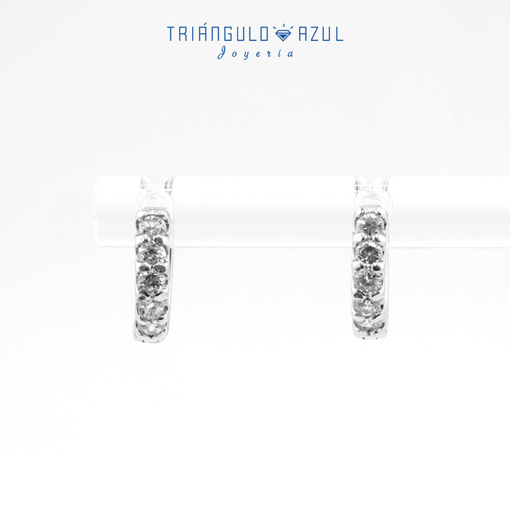 Arracaditas Fer de Diamantes con 0.25 CTS Total en Oro Blanco de 14K