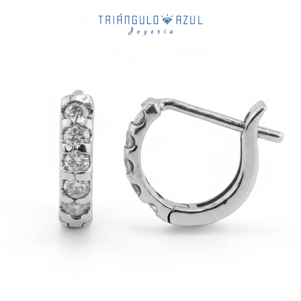 Arracaditas Fer de Diamantes con 0.25 CTS Total en Oro Blanco de 14K