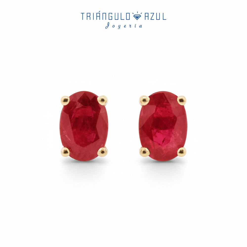 Broqueles de Rubí con 1.20 CTS Total en Oro Amarillo de 14K