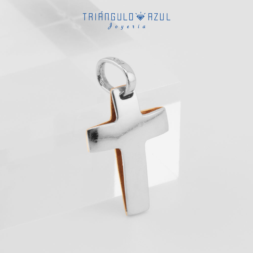 Dije Cruz Doble Oro en Oro Amarillo y Oro Blanco de 14K