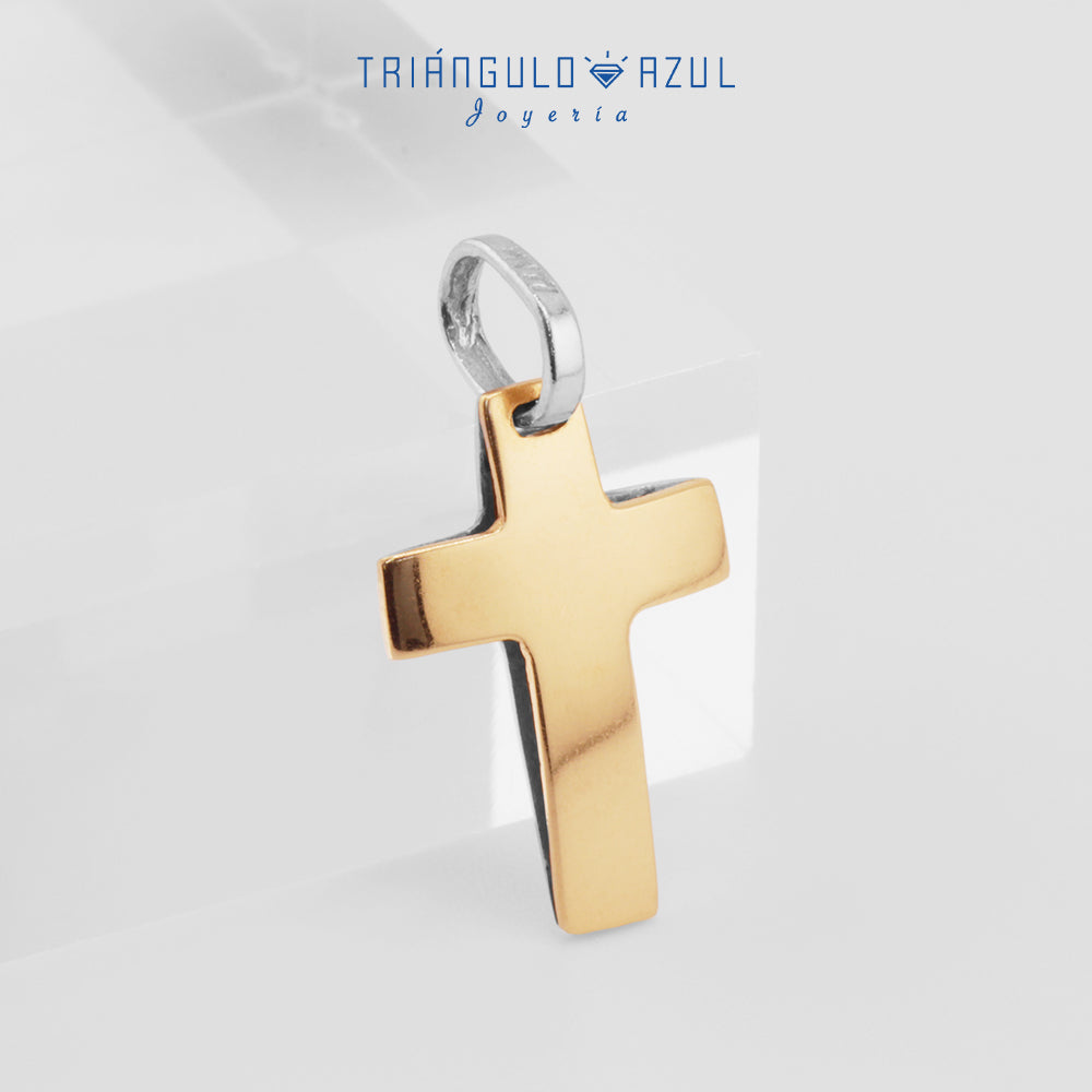 Dije Cruz Doble Oro en Oro Amarillo y Oro Blanco de 14K