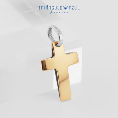 Dije Cruz Doble Oro en Oro Amarillo y Oro Blanco de 14K