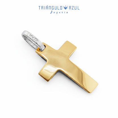 Dije Cruz Doble Oro en Oro Amarillo y Oro Blanco de 14K