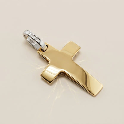Dije Cruz Doble Oro en Oro Amarillo y Blanco de 14K