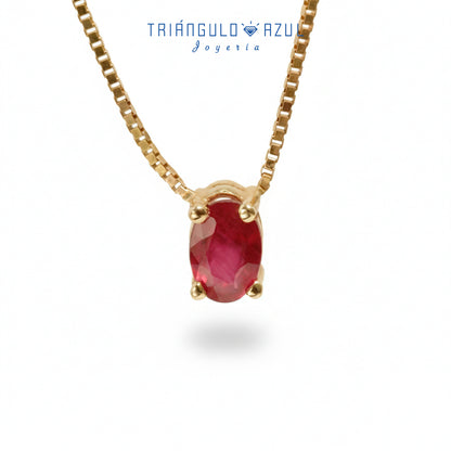 Cadena con Dije de Rubí con 0.63 CTS Total en Oro Amarillo de 14K