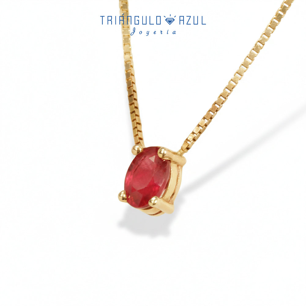 Cadena con Dije de Rubí con 0.63 CTS Total en Oro Amarillo de 14K