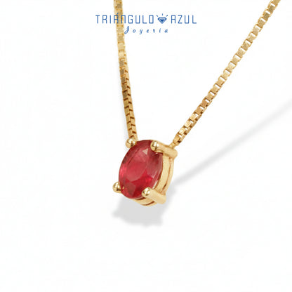 Cadena con Dije de Rubí con 0.63 CTS Total en Oro Amarillo de 14K