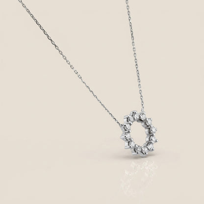 Dije Aureola con Diamantes en Oro Blanco de 14K