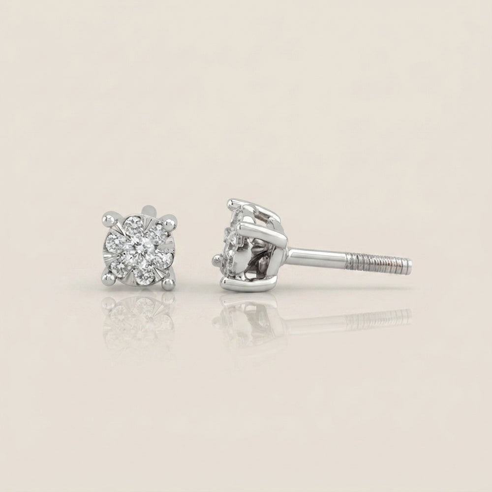 Broqueles con Diamantes en Oro Blanco de 14K