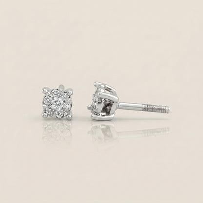 Broqueles con Diamantes en Oro Blanco de 14K