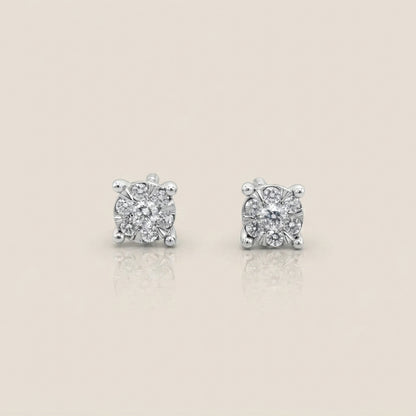 Broqueles con Diamantes en Oro Blanco de 14K