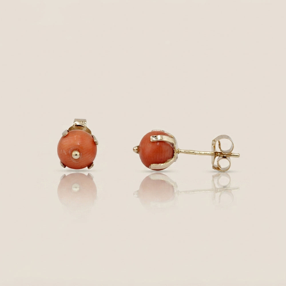 Broqueles de Coral en Oro Amarillo de 14K