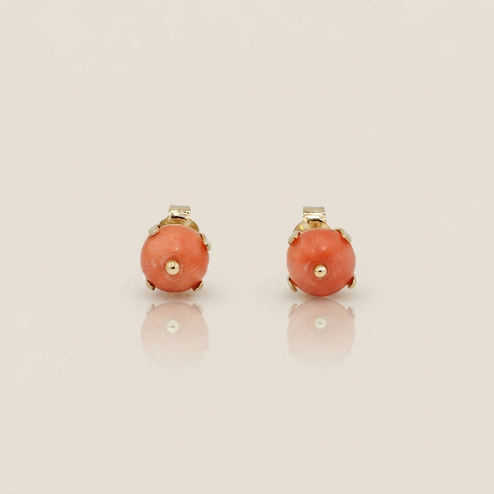 Broqueles de Coral en Oro Amarillo de 14K