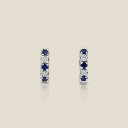 Arracaditas Fer con Zafiros y Diamantes en Oro Blanco de 14K