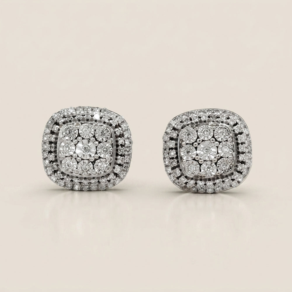 Aretes Miracle con Diamantes en Oro Blanco de 14K