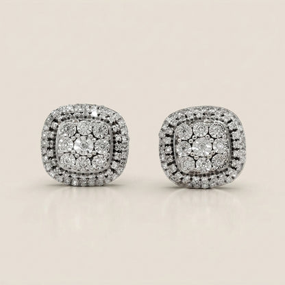 Aretes Miracle con Diamantes en Oro Blanco de 14K