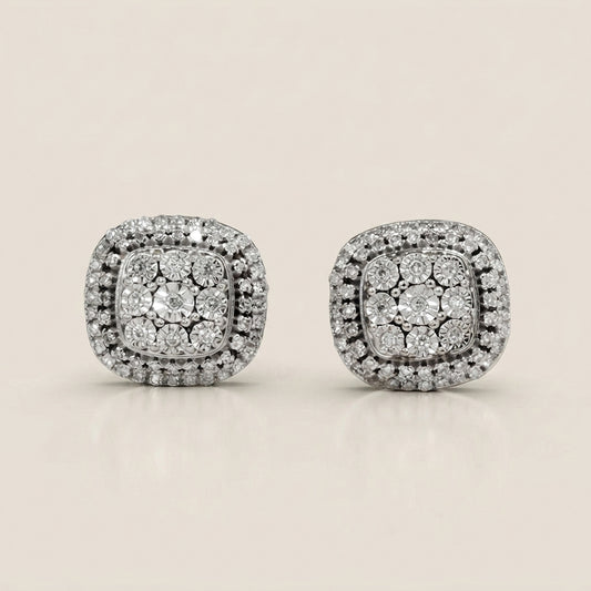 Aretes Miracle con Diamantes en Oro Blanco de 14K