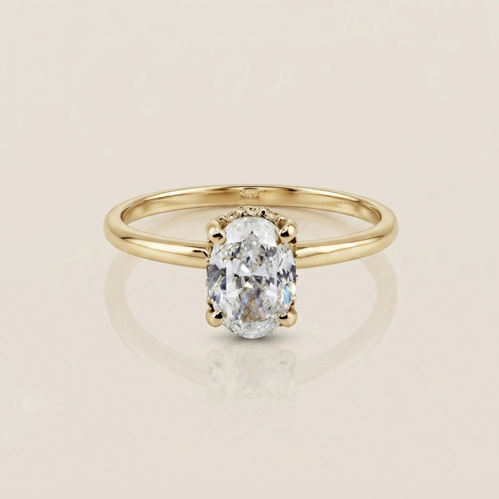 Anillo de Compromiso con Laterales en Oro Amarillo de 14K (GIA)