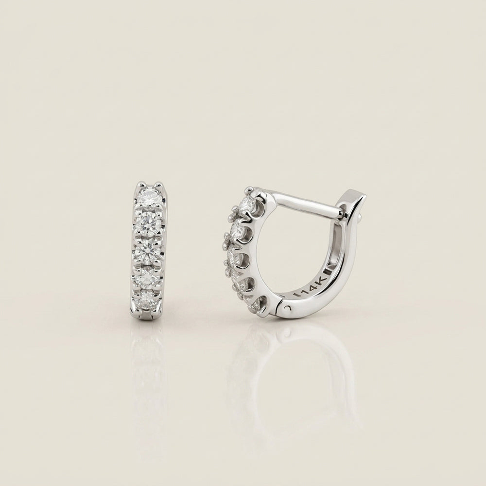 Arracaditas Fer con Diamantes en Oro Blanco de 14K