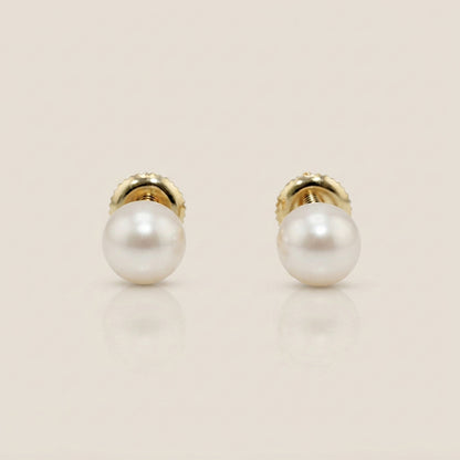 Broqueles de Perla en Oro Amarillo de 14K