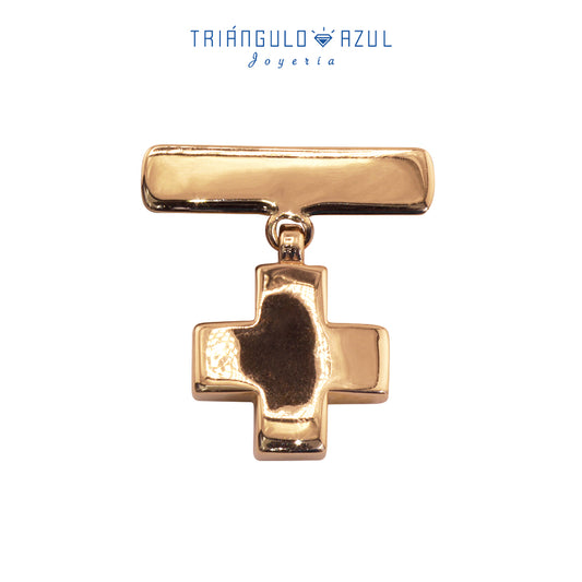 Broche Cruz en Oro Amarillo de 14K